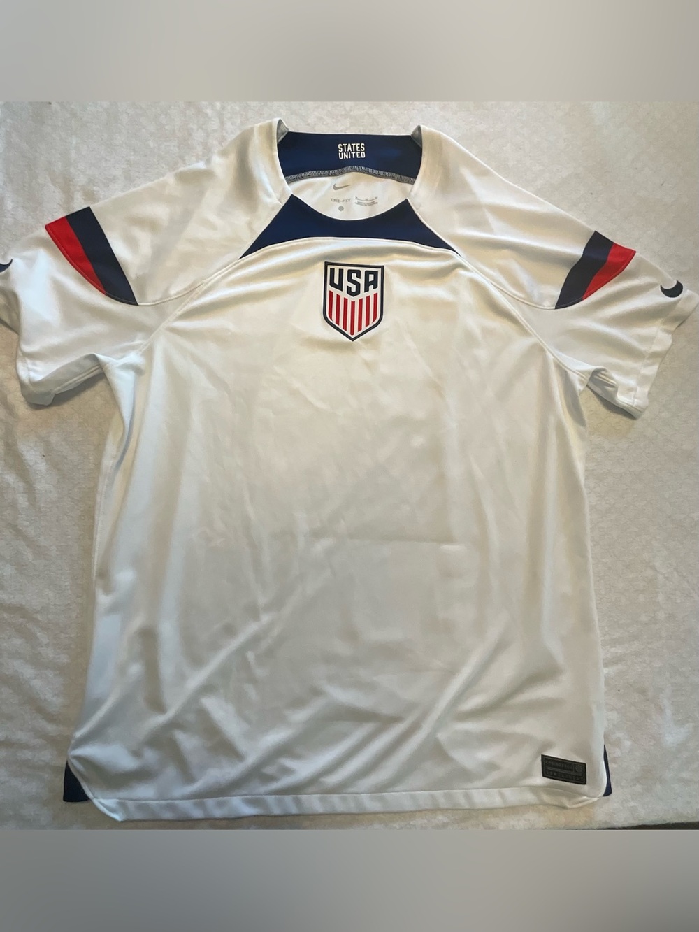 Nike USA White Soccer Jersey with Navy and Red Accents